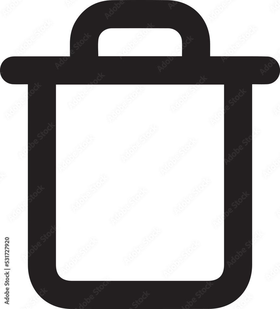 Trashcan icon. Carbage can symbol. Flat shape delete sign. Trash container and recycling bin logo. Vector illustration Trashcan icon. Carbage can symbol. Flat shape delete sign. Trash container and recycling bin logo. Vector illustration