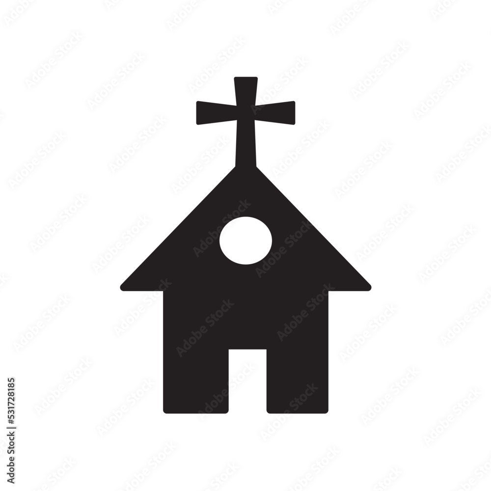 Church Flat Icon Vector Logo Template Illustration Design
