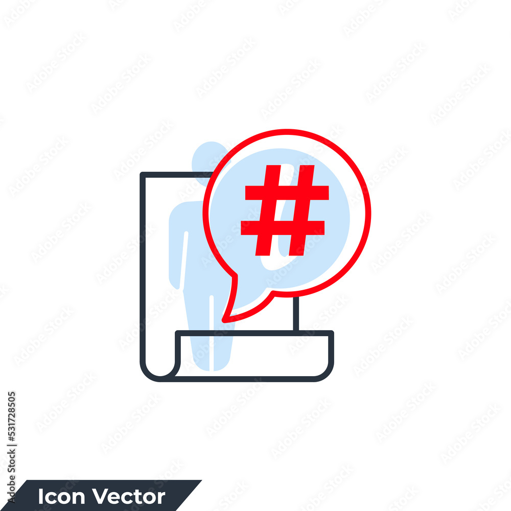 Fototapeta premium hashtag icon logo vector illustration. hashtag on bubble chat in document symbol template for graphic and web design collection