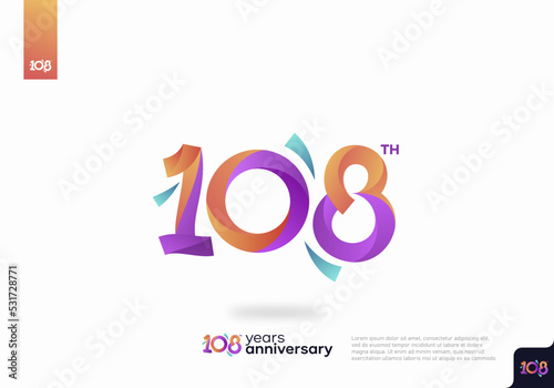 108 Year Anniversary Icon Vector Template Design Illustration