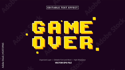 Editable Game Over Font Design. Alphabet Typography Template Text Effect. Lettering Vector Illustration for Product Brand and Business Logo.

