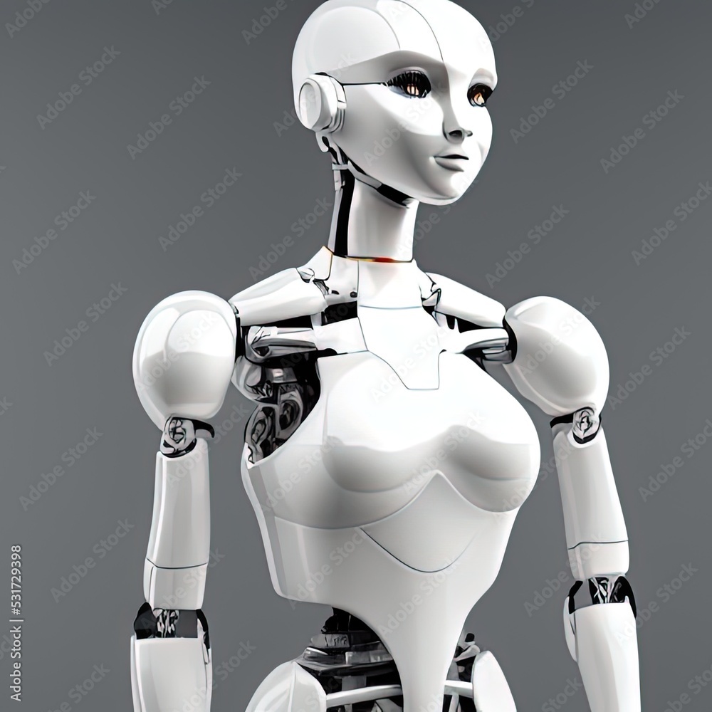Humanoid female robot facing forward Humanoid female robot facing forward