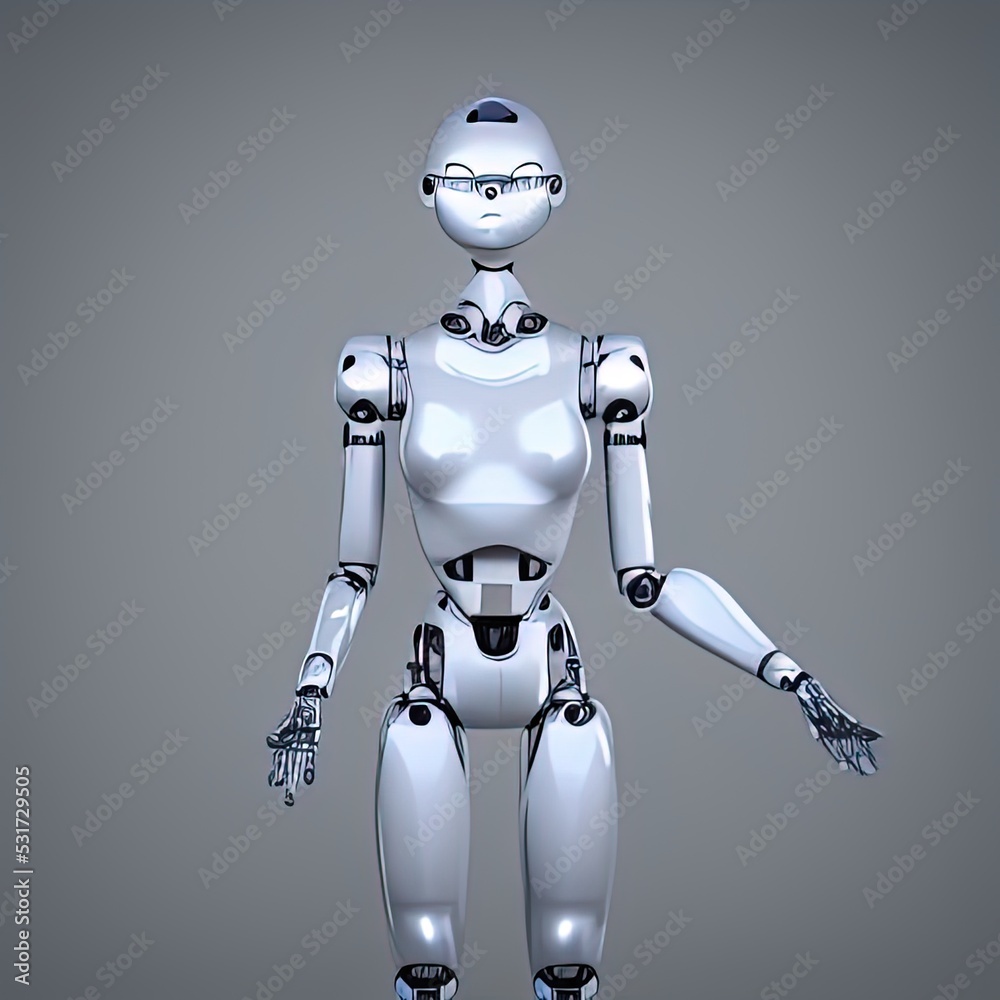 Humanoid female robot facing forward