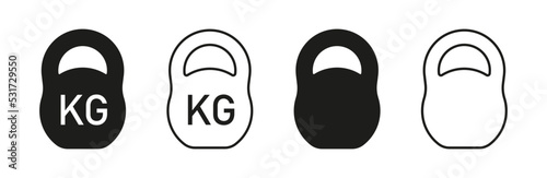Kettlebell icon vector. Weight Training. Black linear signs.  Isolated on white background.  eps10 
