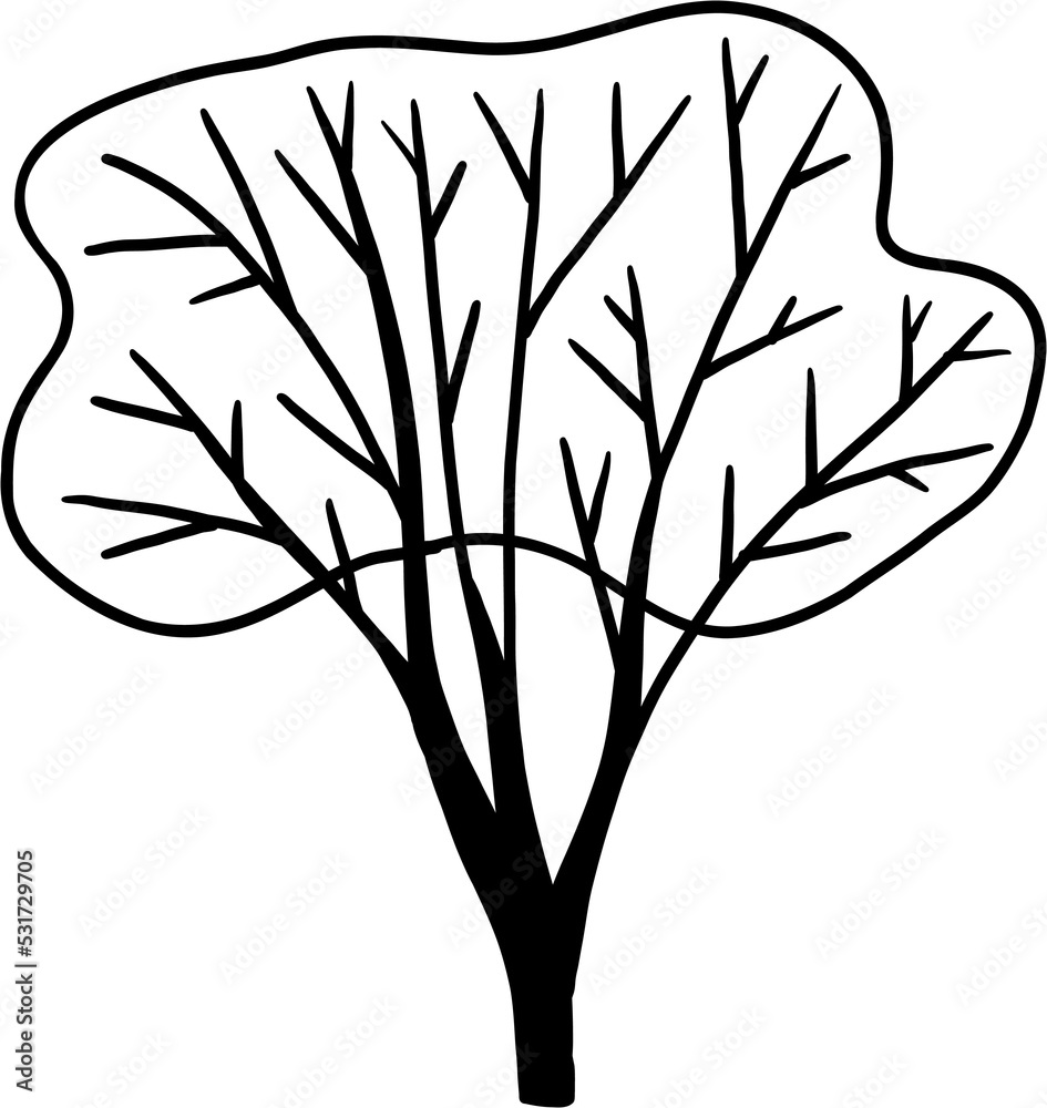 Obraz premium simplicity tree freehand drawing flat design.