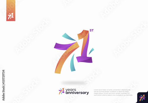 71 Year Anniversary Icon Vector Template Design Illustration