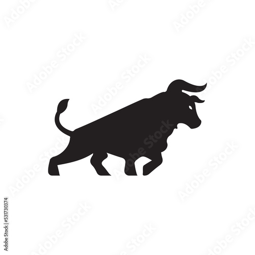 Black bull animal logo template design 