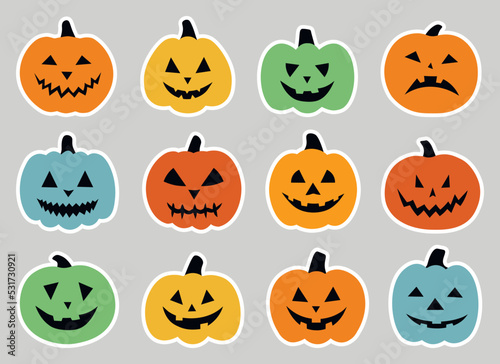 Spooky face pumpkin Halloween stickers printable