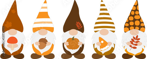 Fall Gnomes vector illustration. Thanksgiving Gnomes