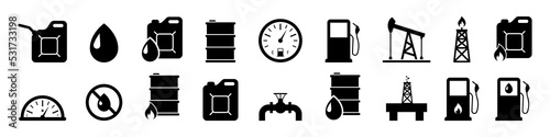 Oil gas fuel icon set simple design