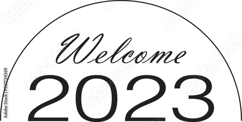 Cartel bienvenido 2023 en color negro. Icono vector