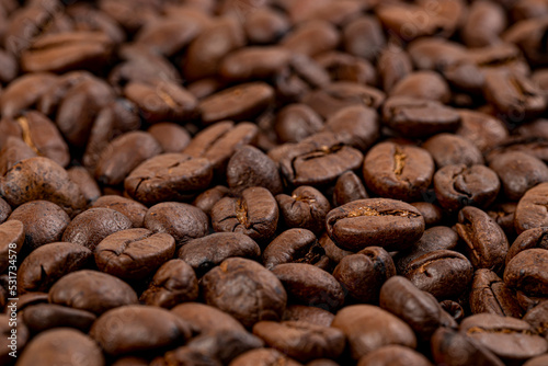 Coffee beans. Roasted coffee beans, can be used as background. Fragrant Arabica coffee.
