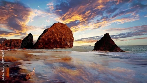 Cinemagraph of beach in brookings in oregon at sunset
 photo