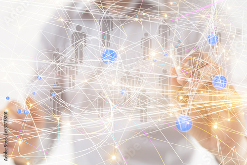 Digital technology background. Network connection dots and lines.