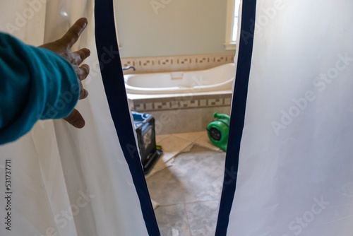 water damage restoration in a bathroom