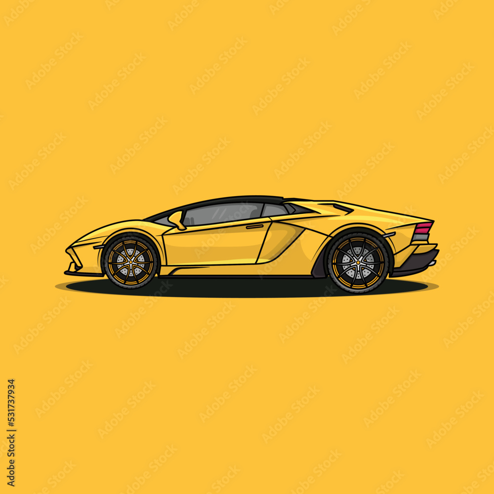Obraz premium Yellow sport car vector design