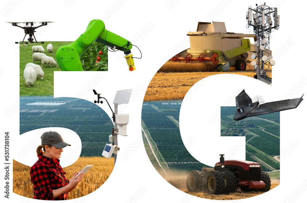 5G network for control autonomous smart farm Stock-Illustration | Adobe