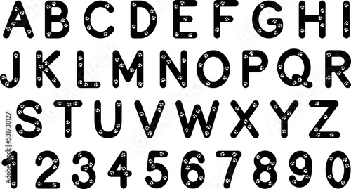 Paw Print Alphabet Letters and Numbers Graphic Set - Silhouette
