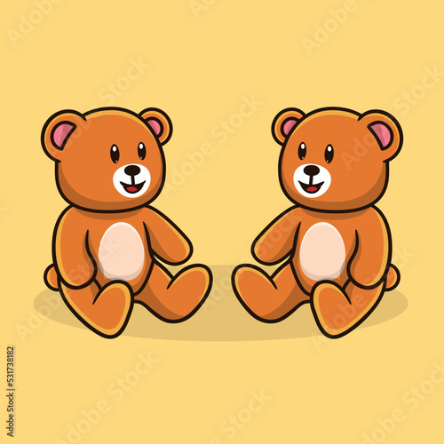 Teddy bears cartoon vector illustration.