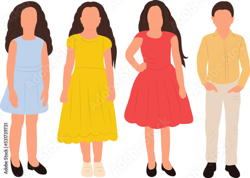 kids in flat style, isolated vector