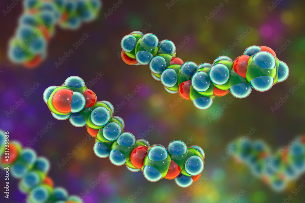 Hexaethylene glycol molecule, 3D illustration Hexaethylene glycol molecule, 3D illustration
