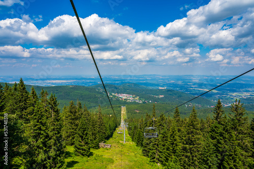 View from charlift to Karpacz city and Karkonosze National Park photo