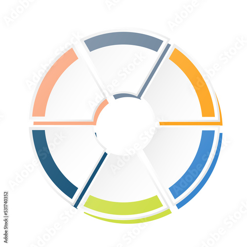 Basic circle infographic with 6 steps  process or options.