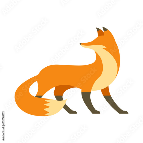Red fox in flat style for print and design. Vector illustration.