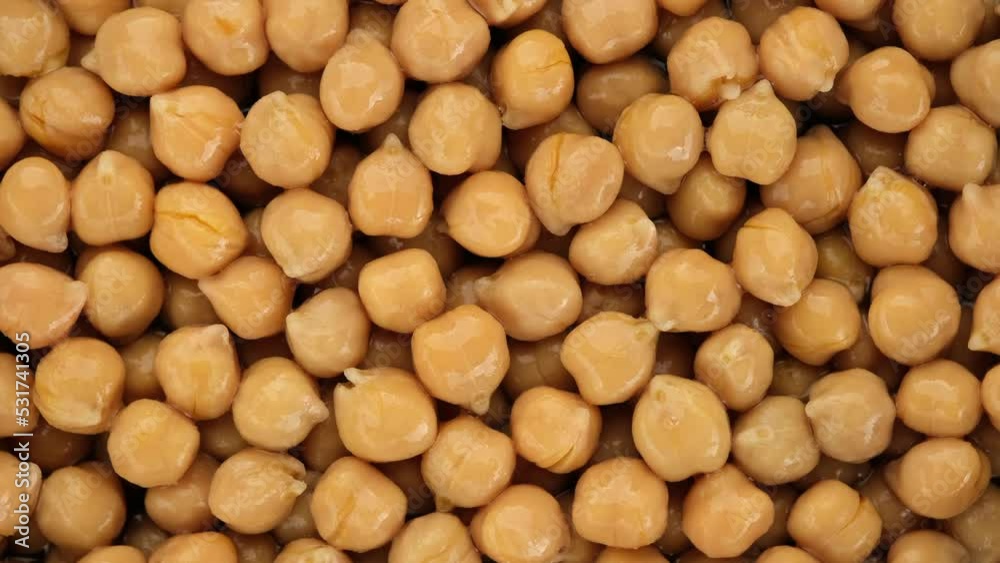 Canned Chickpeas top view, rotation Canned Chickpeas top view, rotation