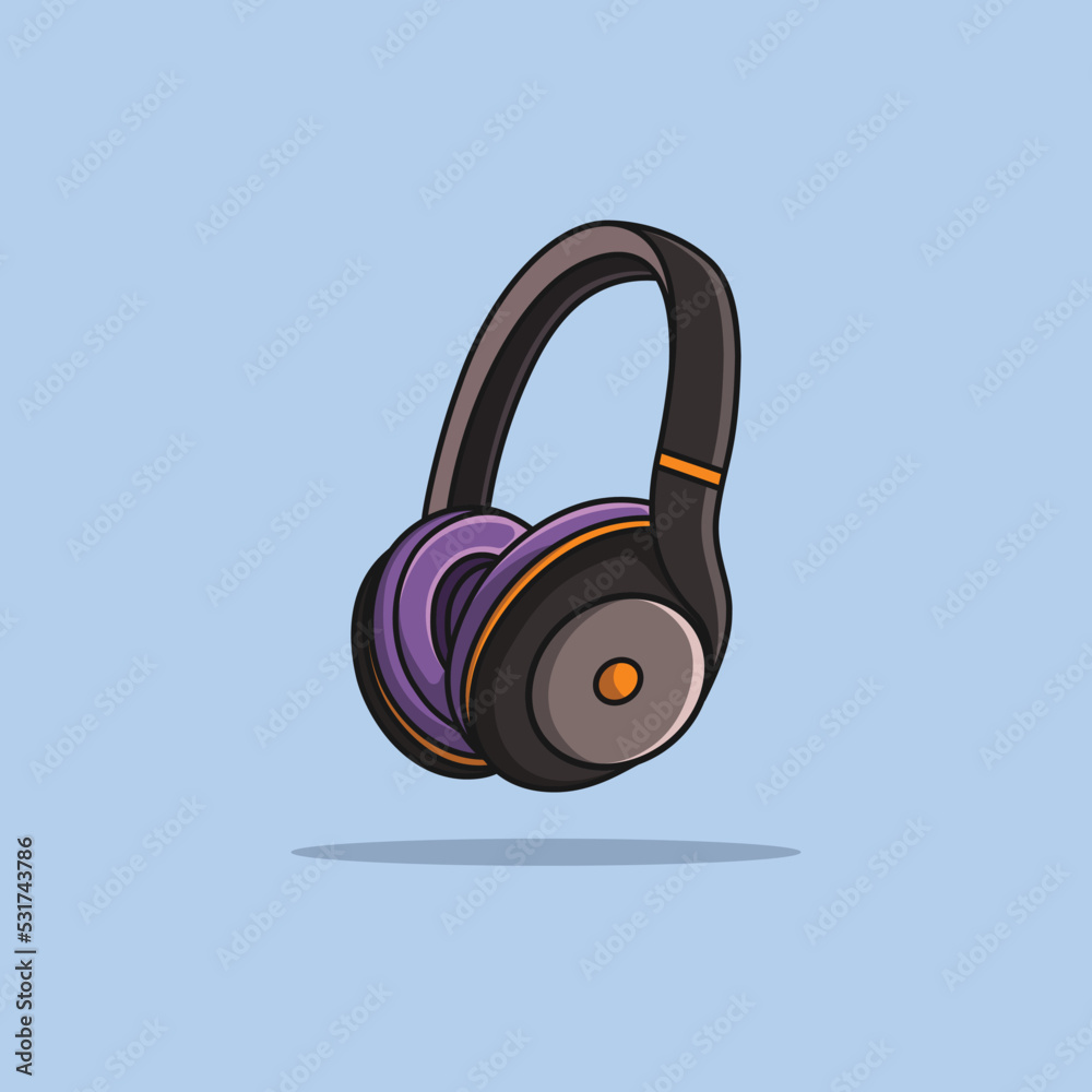High-quality headphones on a sky blue background. headphone product vector illustration. High-quality headphones on a sky blue background. headphone product vector illustration.