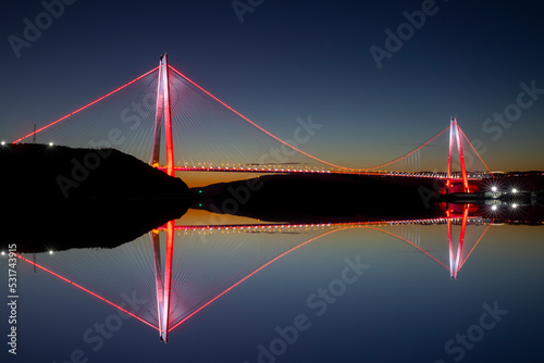 Yavuz Sultan Selim Bridge night exposure, İstanbul, Turkey