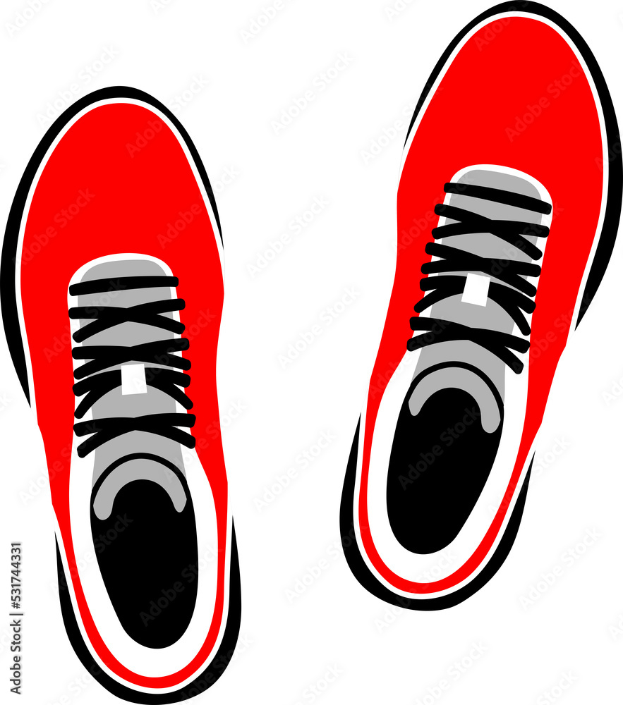 Hand drawn modern flat style PNG illustration of sneakers isolated on ...