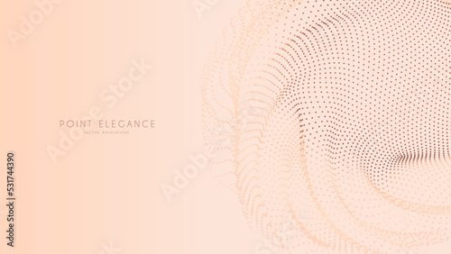 Beige abstract glitch point sphere background. Elegant stylish futuristic template.