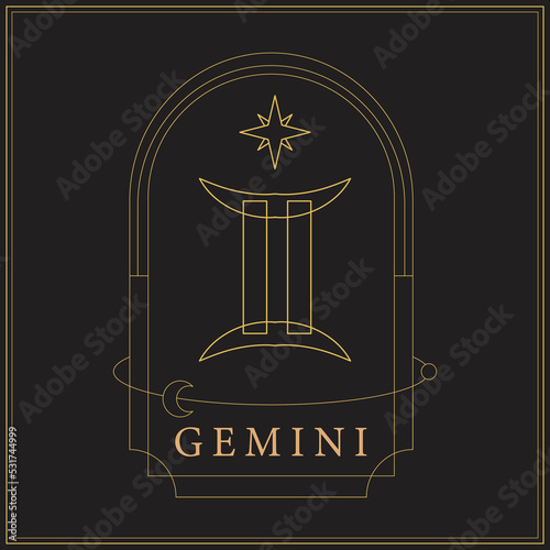 Aesthetic Gemini Zodiac Sign Symbol Logo