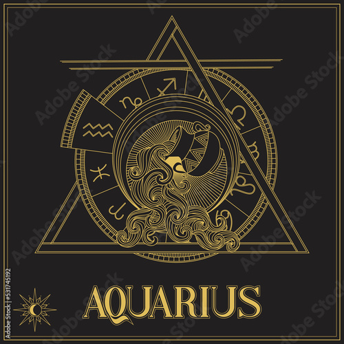Aesthetic Aquarius Zodiac Sign Symbol Logo