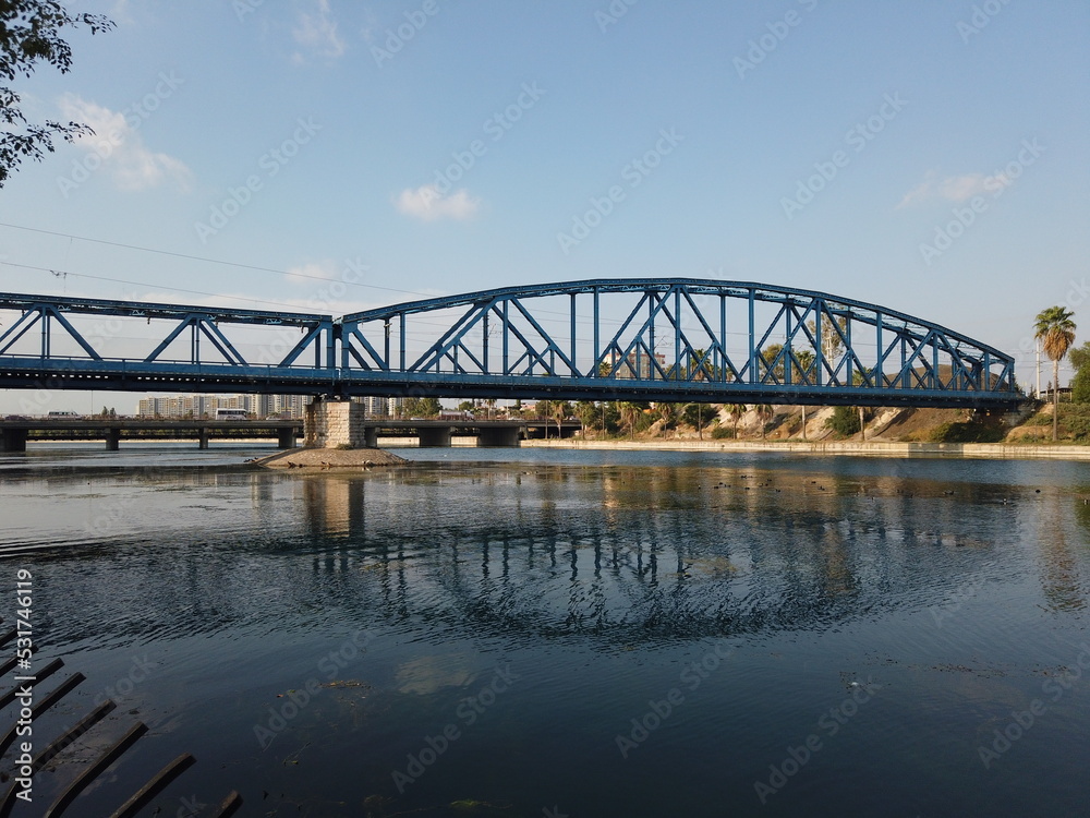 adana demirköprü bridge, river, water, architecture, sky, city, 