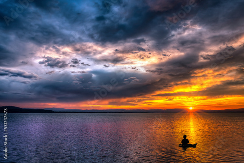 sunset over the lake photo