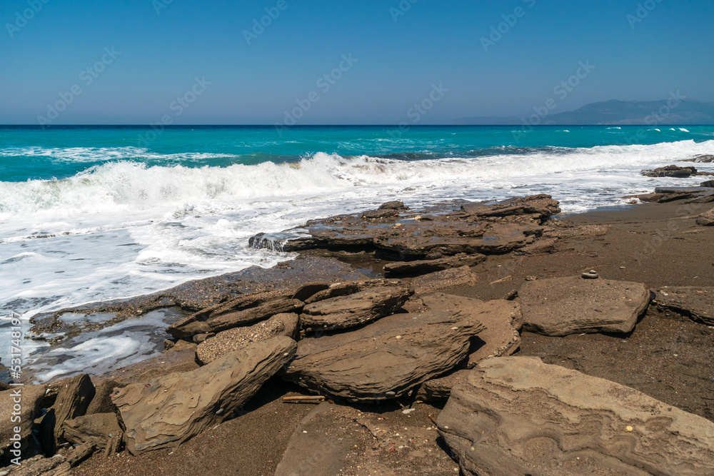 Sea Waves on Pebble Beach