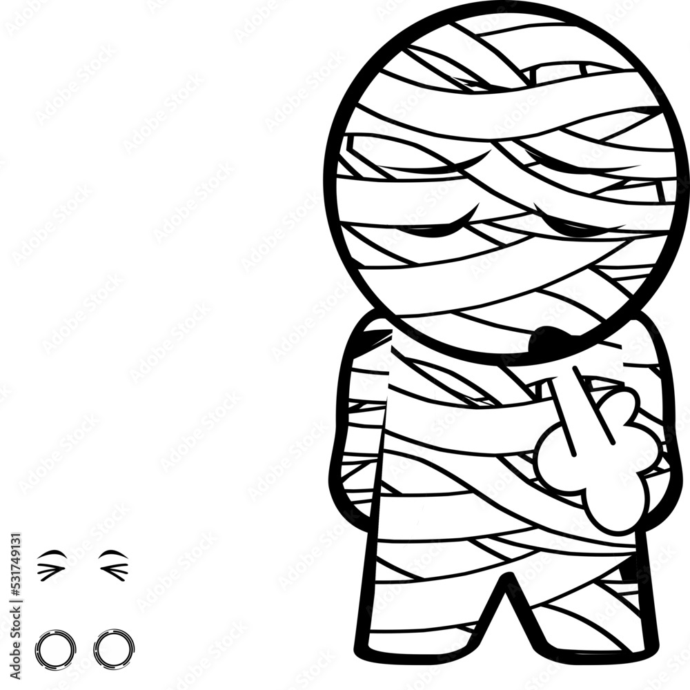 Fototapeta premium sweet mummy character cartoon halloween set illustration in vector format