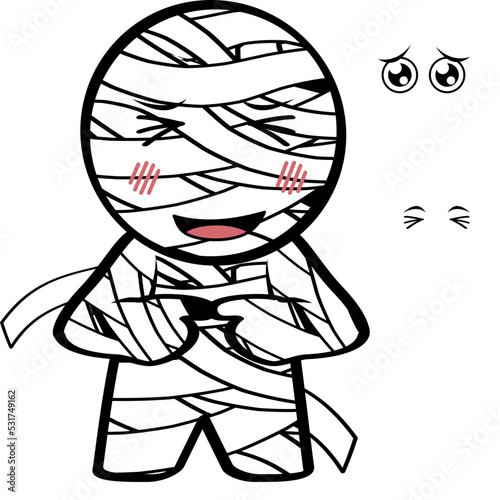 ashamed mummy character cartoon halloween set illustration in vector format