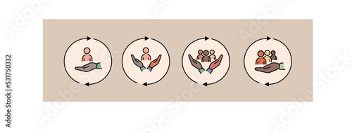 Set of employee protection icon. Inclusive workplace. The concept of inclusion, diversity and equality