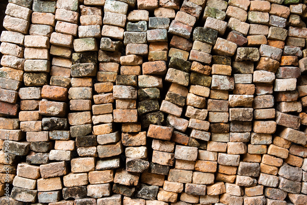 Stack of bricks from demolition