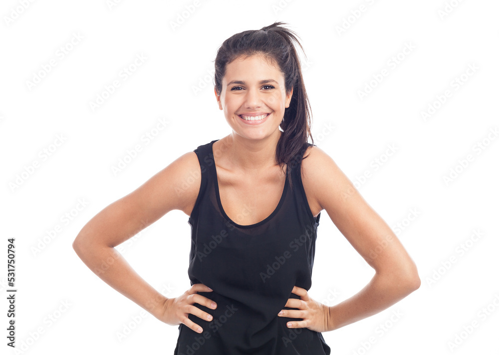 portrait of a happy young brunette woman laughing portrait of a happy young brunette woman laughing