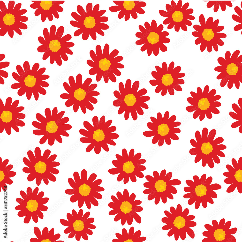 Seamless pattern of flowers on a light background. Print on textiles. Vector