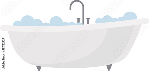 Bath with foam Bathroom Interior icon. Vector illustration