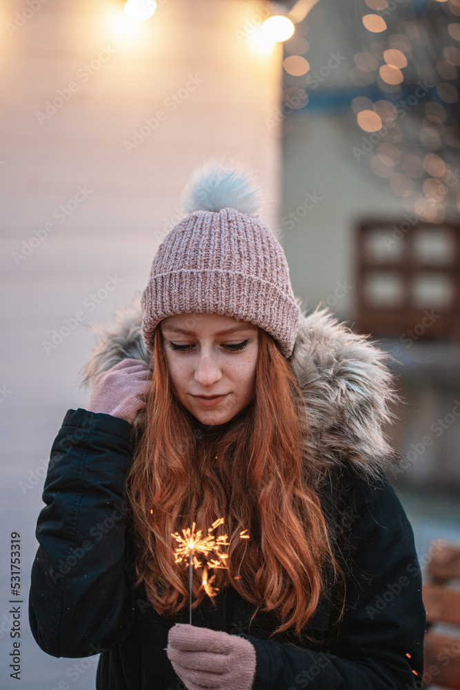 Beautiful girl surrounded with christmas lights. Beautiful girl surrounded with christmas lights.