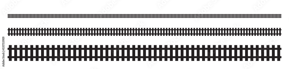 Railway Line, Rails Symbol, Train Tracks Sign, Railroad Pictogram, Railway Track Silhouette