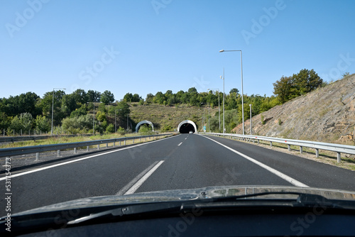 car about to enter a road tunnel