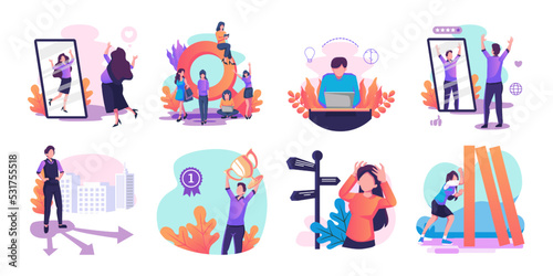 human behavior flat style illustration pack