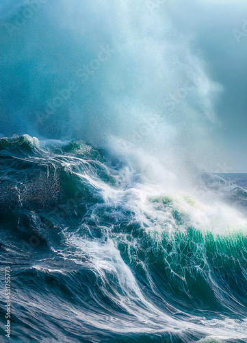 Big and dangerous ocean waves, illustration